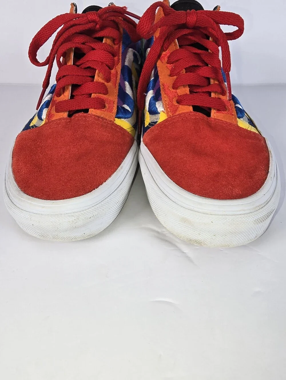 Vans Old Skool Statement Women 10/Men 8.5 Color Block Sneaker Red Suede Toes